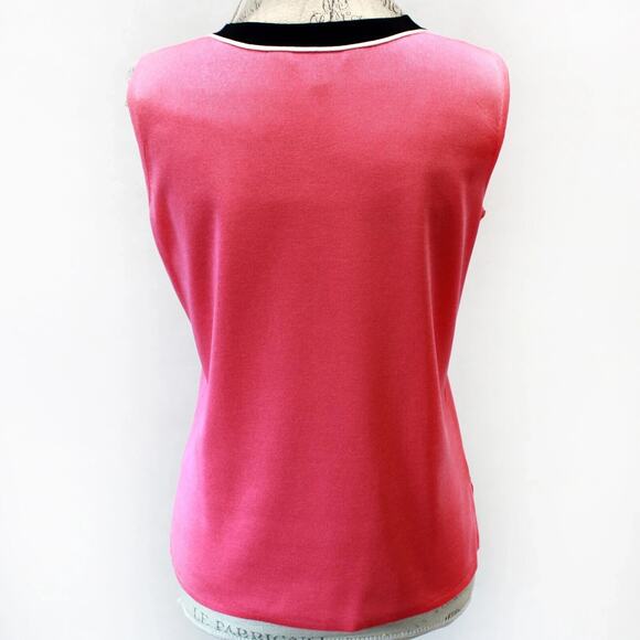 Ming Wang Pink Open Front Classic 100% Filament Cardigan Jacket & Top Set Small - Picture 13 of 14